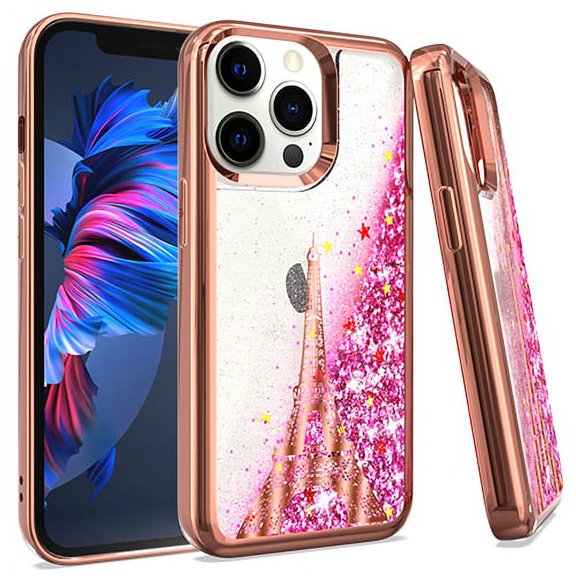 For Iphone 13 Pro Max 6.7 Chro Glt Motion Paris Tower Rose Gold