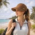 thumbnail image 6 of QIYAGBSA Womens Wide Brim Sun Hat Soft Ponytail Opening Foldable Cap Beach Hiking Golf Gardening Outdoor Travel, 6 of 6