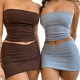 thumbnail image 5 of Douhoow Women 2PCS Outfits Strapless Tube Top Low Waist Super Short Skirt, 5 of 7