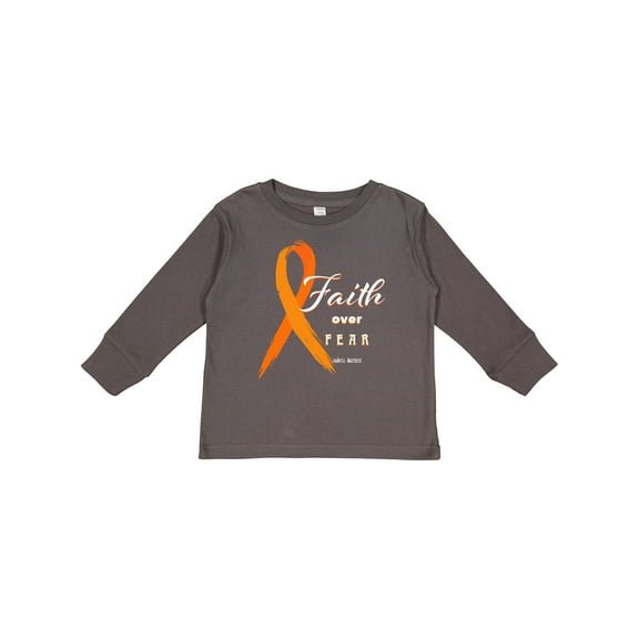 Inktastic Faith over Fear Leukemia Awareness with Orange Ribbon Boys or Girls Long Sleeve Toddler T-Shirt
