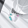 thumbnail image 3 of Collares con colgantes de corazón a juego de cristal de moda para parejas, colgantes de cristal coloridos con forma de bala, azul y rosa JM, 3 of 5
