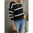 thumbnail image 5 of Asyoly Women's Fashion Striped Pullover Sweater Crew Neck Long Sleeve Color Block Winter Casual Knitted Jumper Lightweight Knitwear Comy Top, 5 of 6