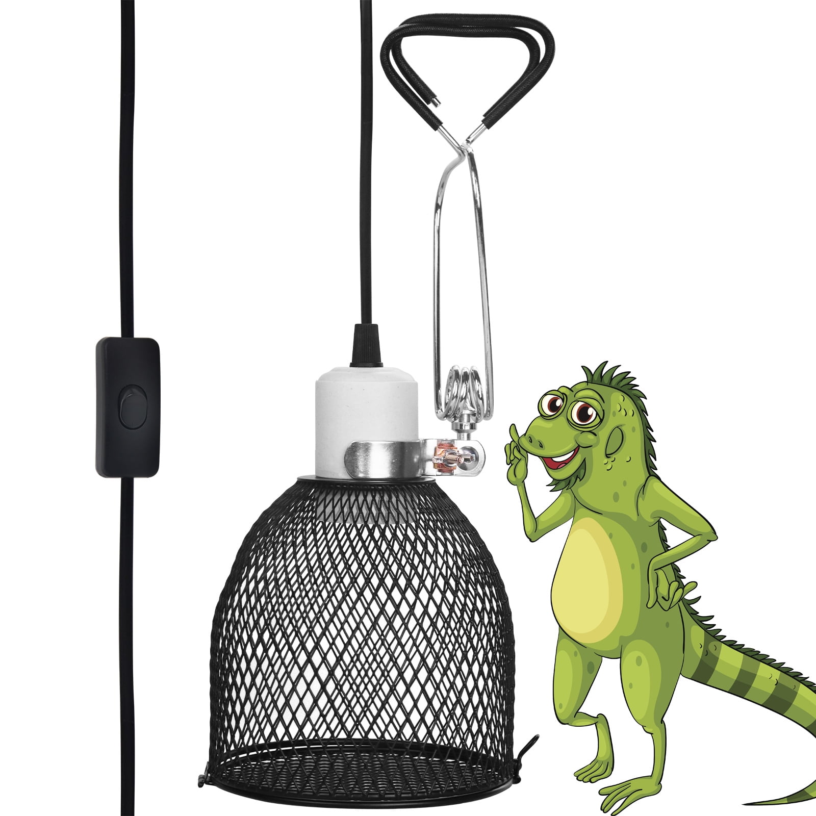 Reptile Heat Lamp Cap Heat Lamp Fixture, Reptile Anti-Scald Lampshade Ceramic Heat Emitter Basking Heater Lamp Reptile Accessories for Turtles Chicks Lizard Snak
