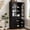 Black, variant on 72 Inch Kitchen Cabinet with Glass Doors and Drawer, Freestanding Food Pantry with Anti-Tip Design,Wooden Storage Cabinets for Dining, Living Room,Kitchen