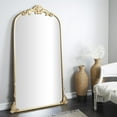 thumbnail image 2 of DecMode 42" x 72" Gold Metal Scroll Tall Ornate Arched Baroque Floor Mirror, 2 of 7
