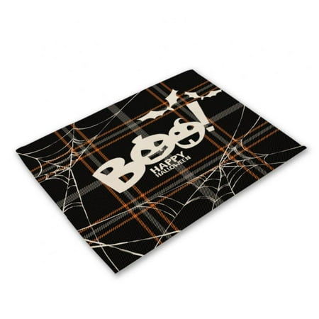 

Novobey Heat Resistant Placemats Halloween Waterproof Placemats Stain Resistant Non-Slip Foldable Table Mats Easy to Clean Suitable for Halloween Decorating Kitchen Table Dining Room