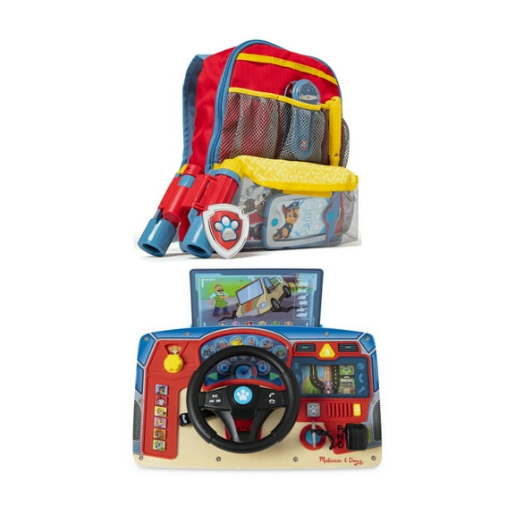 PAW Patrol Pup Pack Set: Backpack Role Play Set and Rescue Mission Wooden Dashboard