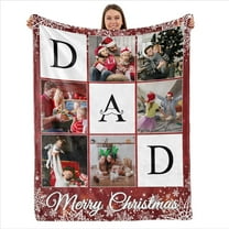 Birthday Christmas Wedding Gifts for Dad, Personalized Custom Blanket with Photo to Dad Men from Daughter Son, Custom Dad Gifts, Dad Blanket (DAD 9)