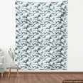 thumbnail image 4 of Ambesonne Abstract Fabric by the Yard Upholstery, Grungy Design of Leaf Art, 5 Yards, Dark Night Blue and White, 4 of 5