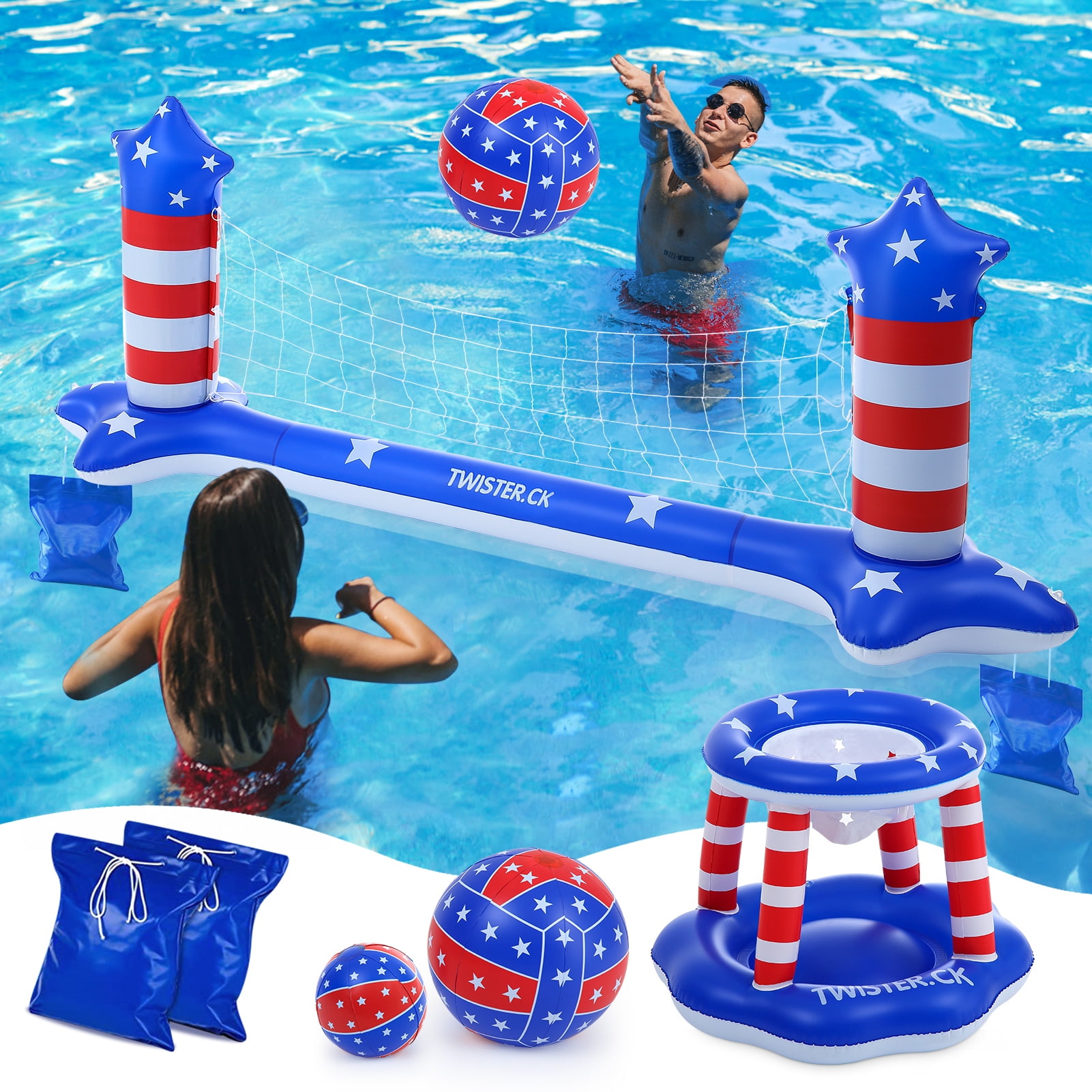 H20GO Swimming Pool Inflatable Play Game Set Basketball & Rings Water Toy Age 3+ 