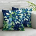 thumbnail image 3 of Shiartex Navy Blue Green Pillow Covers 18X18 Light Blue Dahlias Flowers Modern Farmhouse Rustic Decorative  Couch Pillow Cases with Zipper Home Decor for Living Room Bedroom Bed Cushion Outdoor, 3 of 5