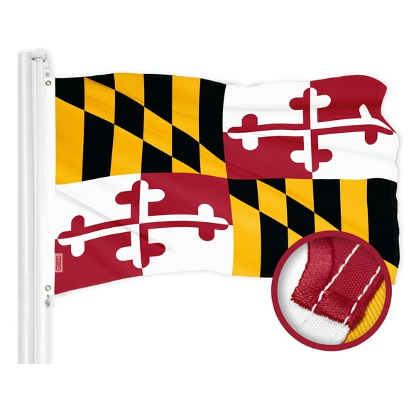 G128 Maryland State Flag | 3x5 Ft | ToughWeave Series Embroidered 300D Polyester | Embroidered Design, Indoor/Outdoor, Brass Grommets