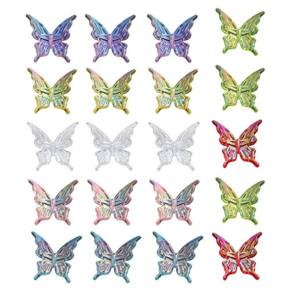 lanema 20pcs Assorted Color Butterfly Beads Easy To String and Combine Acrylic Loose Spacer Beads Handmade Jewelry Supplies