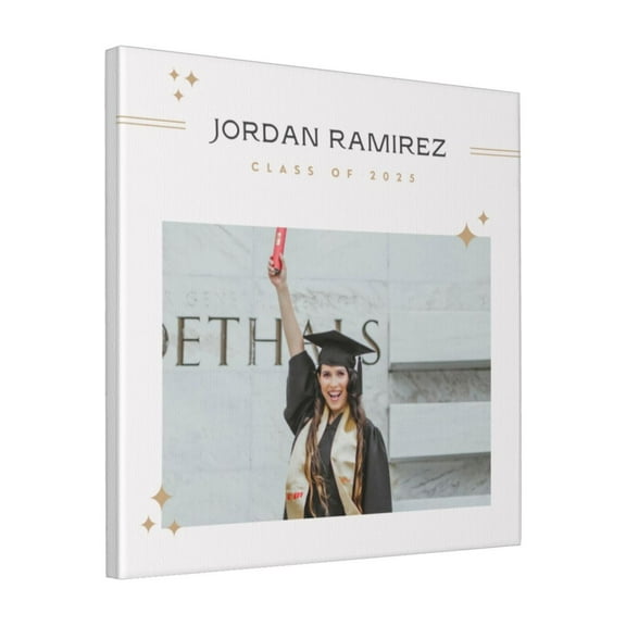 Custom Canvas Prints Tan Gold Contemporary & Classy Outdoor Graduation Personalized Photo Image Collage DIY Framed Kit Wall Art Picture Room Decor 18x18 inch