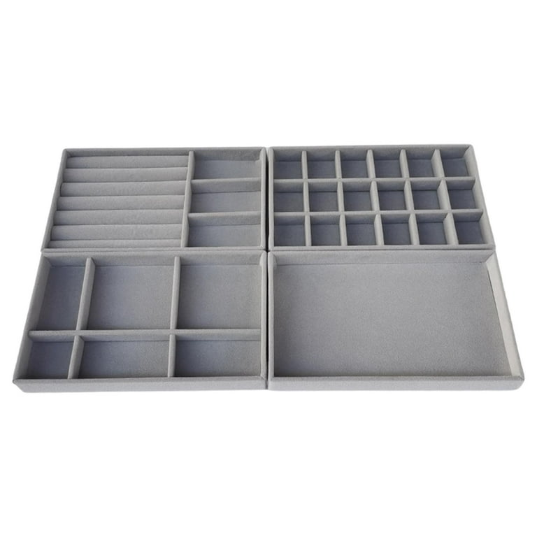 4pcs Jewelry Storage Box, Grey Compartment Jewelry Display Tray For  Household