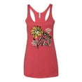 thumbnail image 2 of Wild Bobby Worship While You Wait Sunflower Pink and Yellow Inspirational/Christian Women Tri-Blend Racerback Tank Top, Vintage Red, Small, 2 of 6