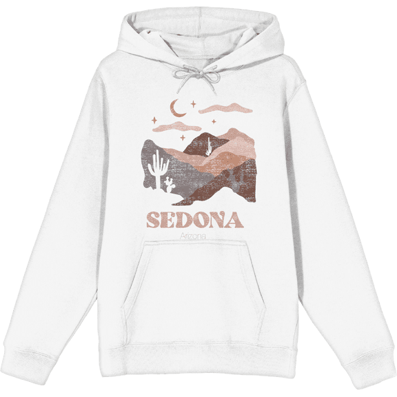 Adventure Society Sedona Arizona Long Sleeve Adult Hooded Sweatshirt-Medium-White