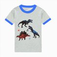 thumbnail image 4 of NOLDARES Kids Toddler Baby Boy Summer 2 Piece Shirt and Shorts Set Round Neck Tee Cartoon Graphic Elastic Waist Outfits Clothes(Sky Blue,1-2 Y), 4 of 5