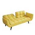 thumbnail image 5 of 57" Yellow Velvet Sofa with Soft Double Armrest Pillows fit for Small Spaces, 5 of 7