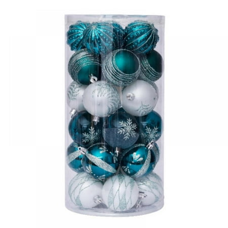 

Christmas Ball Baubles 2.4 Shatterproof Glitter Powder Painting Hang Balls Pendant for Xmas Tree Decoration(30PCS Blue White)