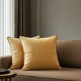thumbnail image 5 of A1HC Set of 2 Luxurious Soft Velvet Throw Pillow Covers Only, 20"x20", Mustard Yellow, Decorative Cushion Covers with Hidden YKK Zipper for Sofa or Bed, 5 of 7