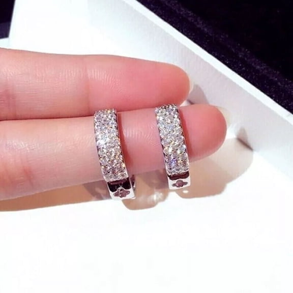 2.00Ct Round Cut Moissanite Women's Huggie Hoop Earring Real 925 Sterling Silver