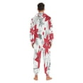thumbnail image 4 of 1 Piece Adult Onesie Pajamas Cozy & Loose-Fit Sleepsuit Loungewear with Pockets Red Poinsettia Pattern X-Small, 4 of 7