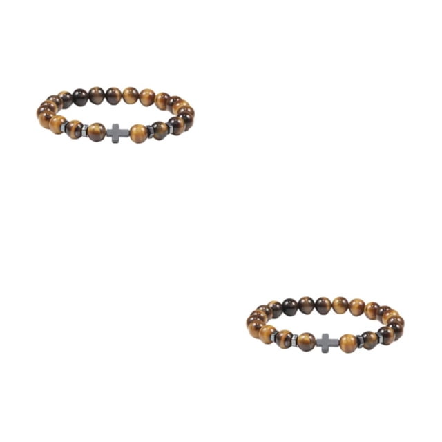 kurtrusly Wide Application Exquisite Beads Bracelet For Versatile Fashion Gifts Bracelets tiger eye stone 2Set