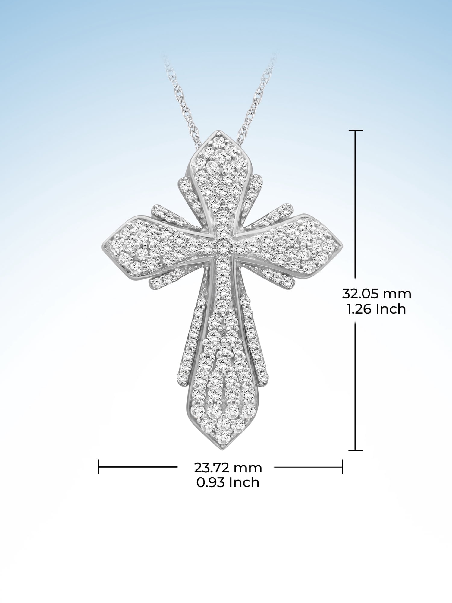 JewelersClub Sterling Silver 1.00 CTW Diamond Cross Pendant Necklace for Women White Diamonds + 18” Rope Chain Included JewelersClub Sterling Silver