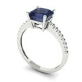 thumbnail image 2 of 2.7 ct Cushion Cut Simulated Blue Sapphire Solitaire with Accents Engagement Ring for Women in 18K White Gold, 2 of 5