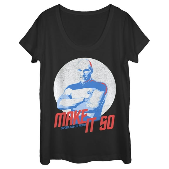 Women's Star Trek: The Next Generation Captain Jean Luc Picard Make It So Scoop Neck Black Small