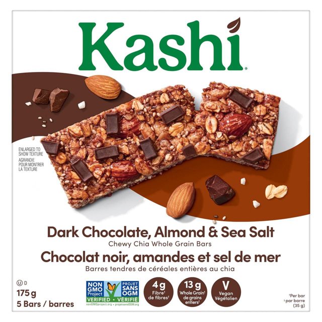 Kashi* Dark Chocolate, Almond & Sea Salt Chewy Chia Whole Grain Bars, 175g
