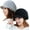 _2hats(black+grey), variant on Women Winter Warm Knit Hat Wool Snow Ski Caps with Visor