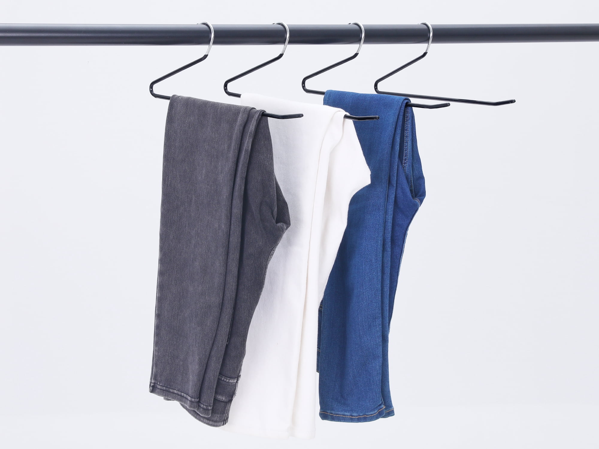 Unique Bargains Metal Clothes Hangers Open-Ended Non-Slip Hangers 10 Pcs Black