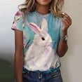 thumbnail image 2 of Blusa de manga corta con cuello redondo para mujer a la moda, camisetas sueltas con estampado Fridja bn6636, 2 of 5