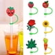thumbnail image 2 of Juego de 10 tapas para pajitas de silicona con forma de planta de fruta, tapones antipolvo para beber de 8 mm, reutilizables, a prueba de derrames, con dibujos animados, accesorios para, 2 of 5