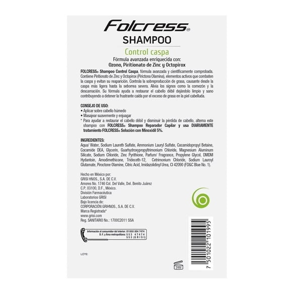 Shampoo Folcress control caspa 260 ml