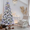 thumbnail image 6 of Resenkos 7.5ft Pre-Lit Flocked Christmas Tree with 400 Warm White Lights & Snow Finish, Green & White, 6 of 11