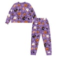 thumbnail image 7 of Renewold Halloween Pumpkin Pajama Pants Set Black Cat Pajamas for Women Plus Size Long Sleeve Sleepwear Size 2XL Drawstring Pj Lounge Set Cozy Nightwear Purple 2 Piece, 7 of 7