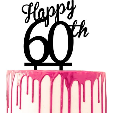 cake decorative topper with script Happy 60th marriage anniversary acryllic party prop decoration