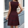 thumbnail image 3 of Dycnvjo Women'S Casual Dresses 2025 Sleeveless Striped Mini Dress High Waisted A Line Dresses Wine Red L, 3 of 8