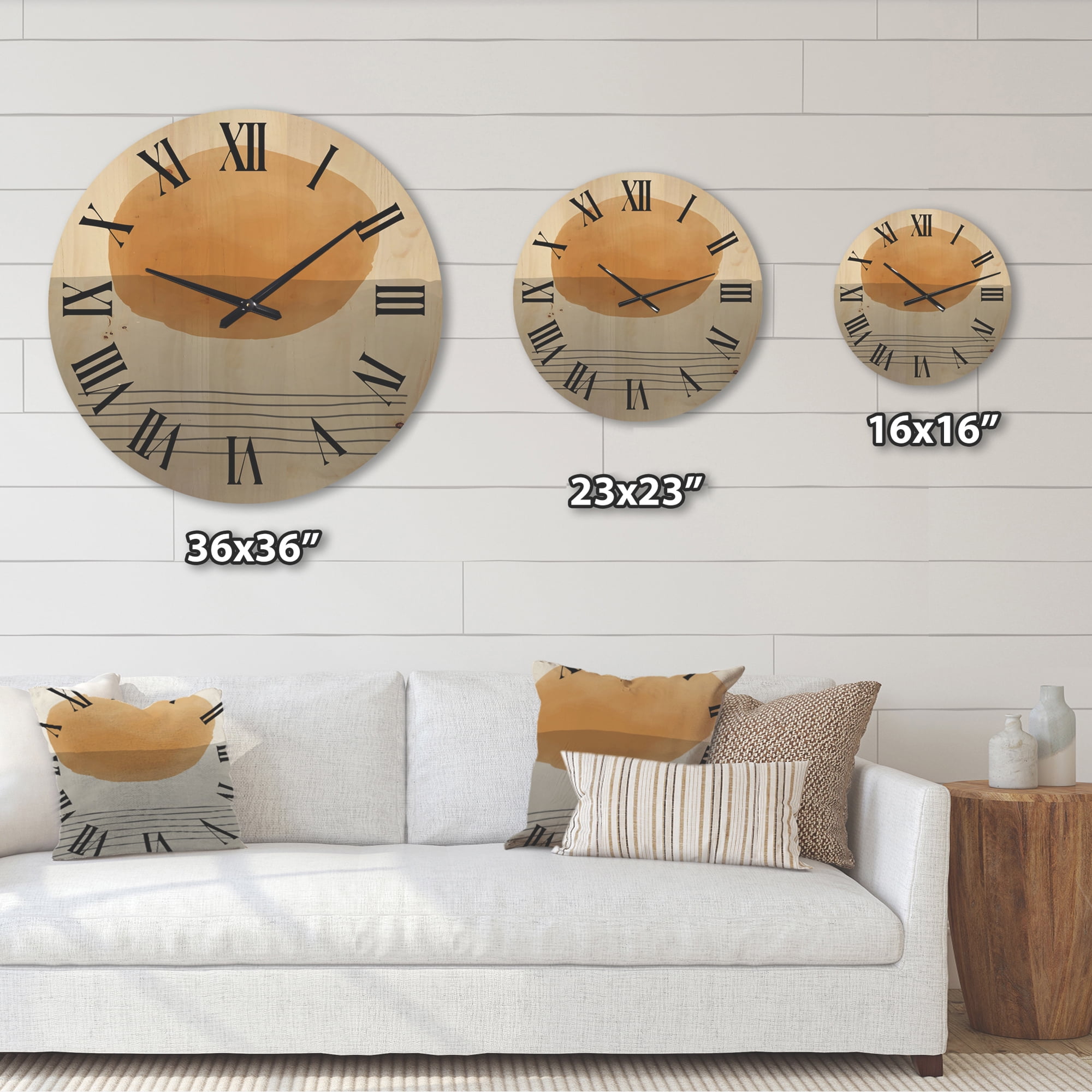 Designart 'Elementary Forms in Minimal Geometric Compostions XXXIII' Modern Wood Wall Clock
