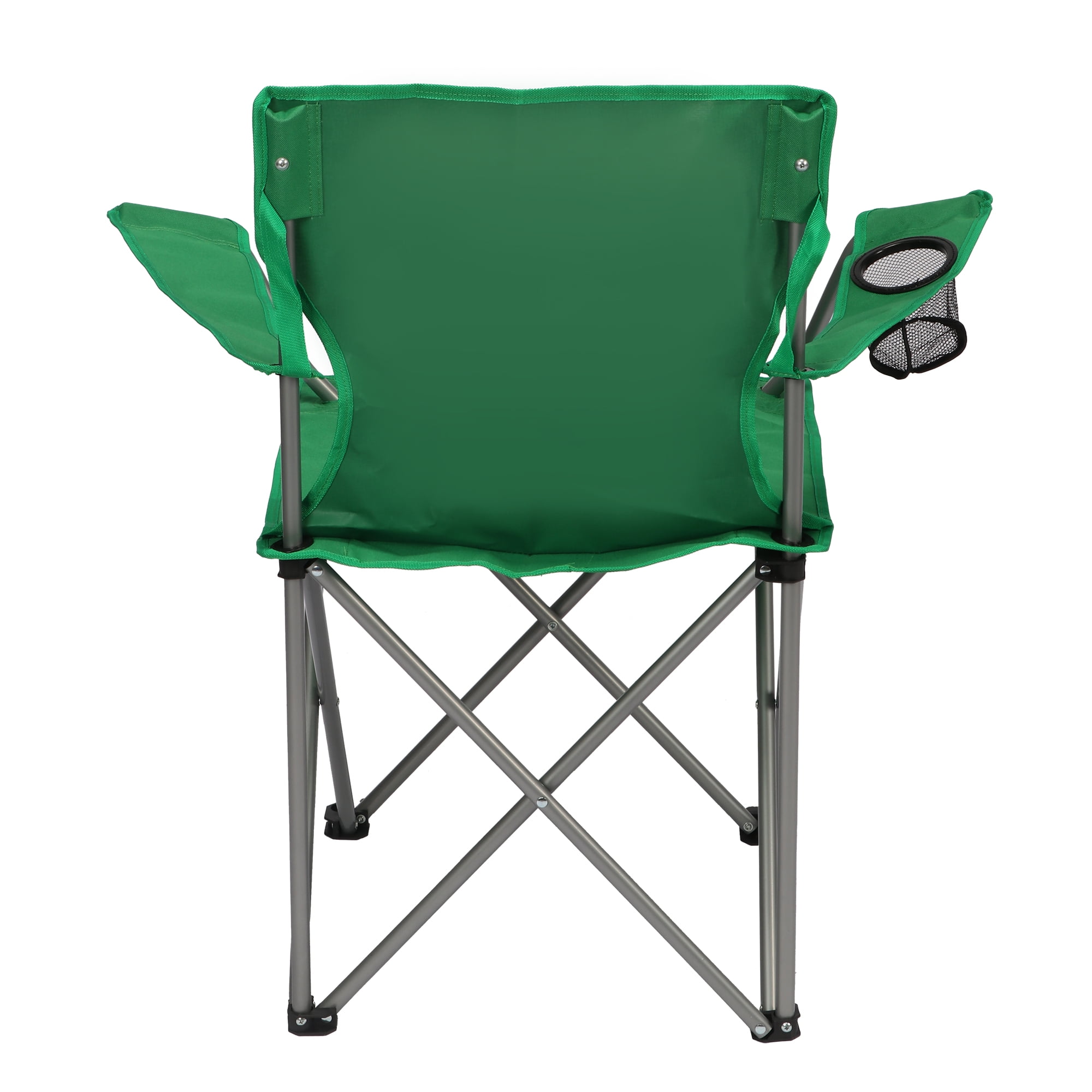 Ozark Trail Quad Folding Camp Chair with Cup Holder, Bright Green
