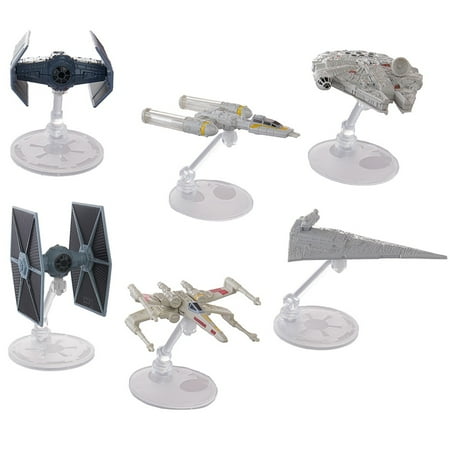 - Set Of 6 Hot Wheels Star Wars Starships Millennium Falcon X Wing Y Wing Tie Fighter Darth Vader Tie Advanced Star Destroyer Han Solo Toys