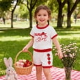 thumbnail image 6 of mgoYE Toddler Baby Girls Clothes SweetGirl Strawberry Short Sleeve Shirt Infant Cute Summer Outfits Kids Shorts Set(White,2-3 Years), 6 of 9