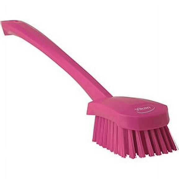 Vikan Long Handle Scrubbing Brush- Stiff - Pink (2 Units)