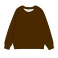 thumbnail image 4 of KkSLirnhs Solid Color Sweatshirt for Girls 5 Years Toddler Kids Boys Girls Spring Cute Solid Color Long Sleeve CrewNeck Sweatshirt Pullover Top Hoodies Brown, 4 of 7