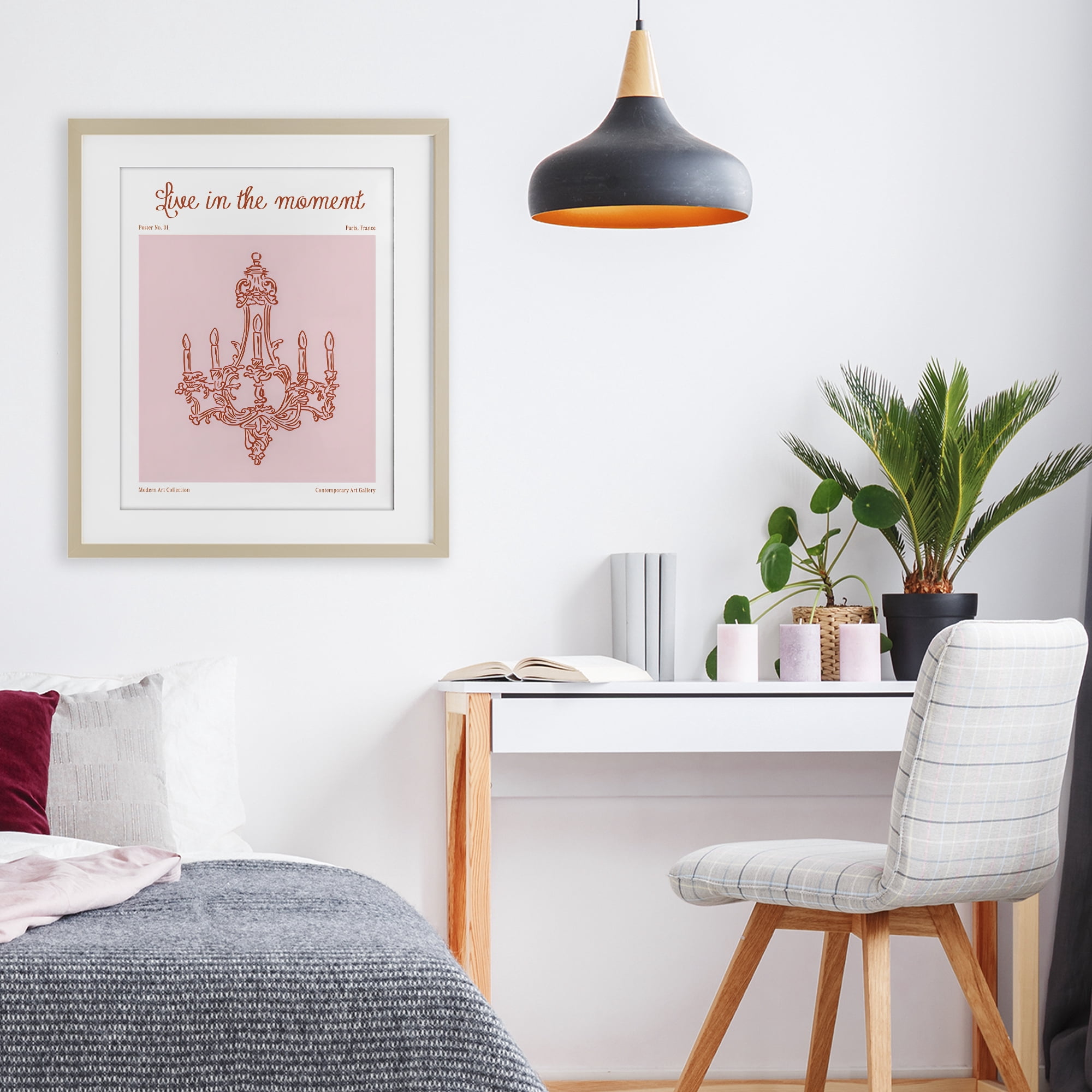 Stupell Industries Live In The Moment Chandelier Birch Framed Print Under Glass, design by The Prints Vibe