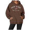 thumbnail image 2 of WEAIXIMIUNG Sweat-Shirt Habillé pour Femmes Décontracté Col Rond avec Poche Imprimé Lettres Anglaises, 2 of 3