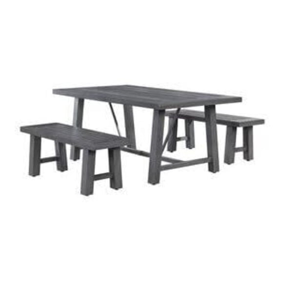 Outdoor Patio Dining Set 3 Piece - Table and Bench Set for Garden, Deck, Porch